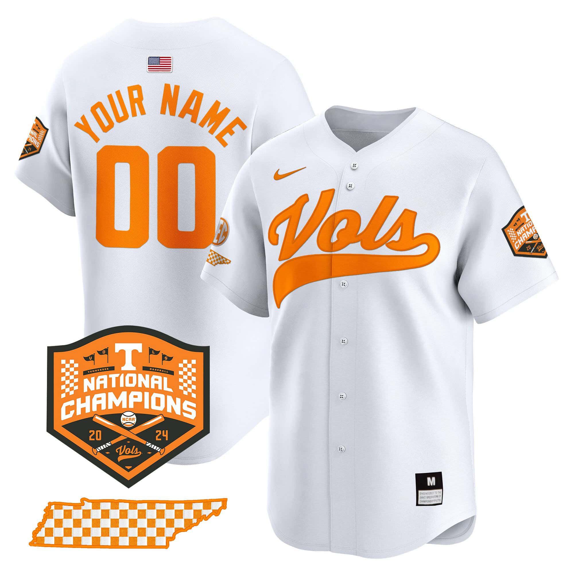 Men Tennessee Volunteers White 2024 Nike Champions Vapor Premier Limited Custom NCAA Jersey->customized nfl jersey->Custom Jersey